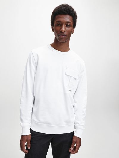 Calvin Klein Ruhák HU737797 | Calvin Klein Organic Cotton Back Logo Férfi Pulóver Világos Fehér
